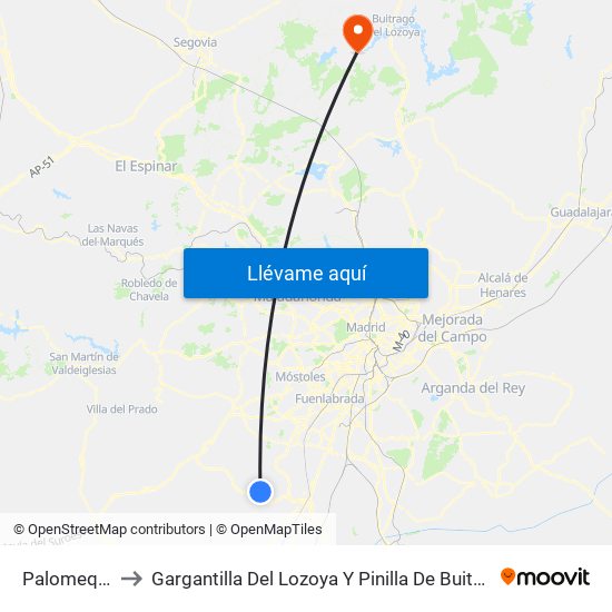 Palomeque to Gargantilla Del Lozoya Y Pinilla De Buitrago map