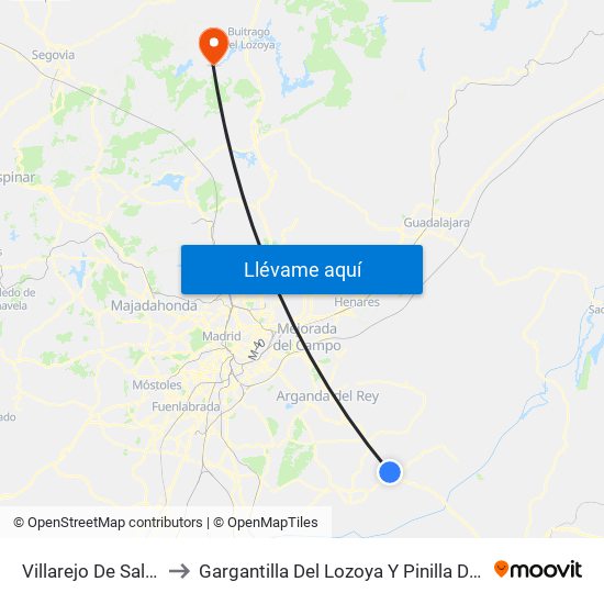 Villarejo De Salvanés to Gargantilla Del Lozoya Y Pinilla De Buitrago map