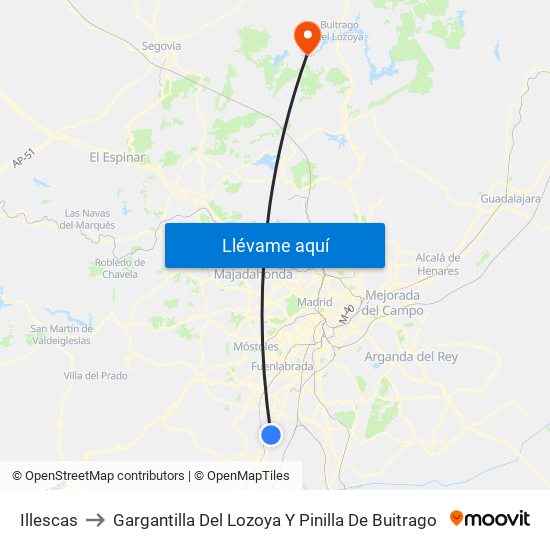 Illescas to Gargantilla Del Lozoya Y Pinilla De Buitrago map