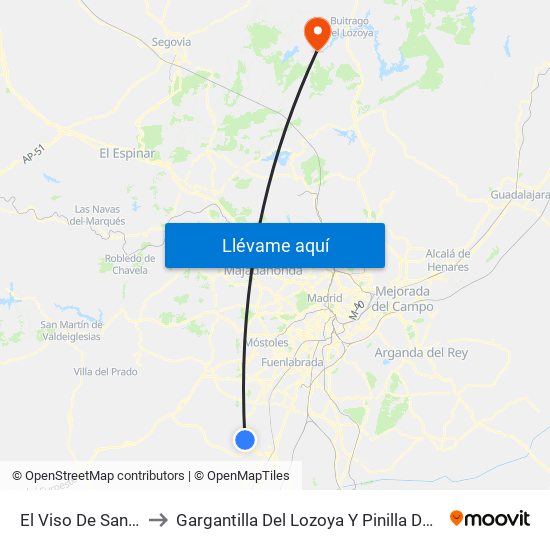 El Viso De San Juan to Gargantilla Del Lozoya Y Pinilla De Buitrago map