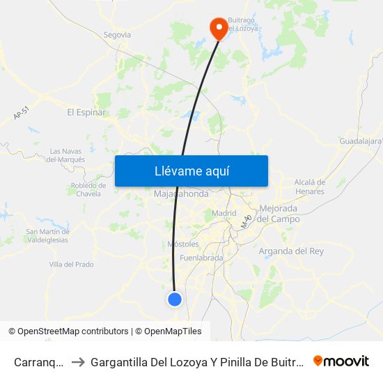 Carranque to Gargantilla Del Lozoya Y Pinilla De Buitrago map