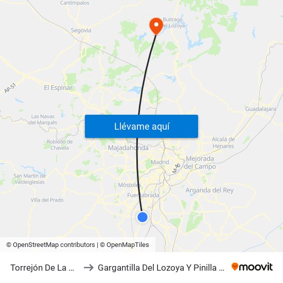 Torrejón De La Calzada to Gargantilla Del Lozoya Y Pinilla De Buitrago map