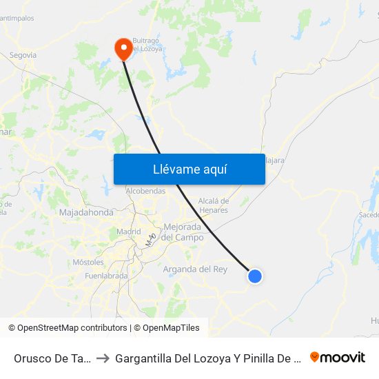 Orusco De Tajuña to Gargantilla Del Lozoya Y Pinilla De Buitrago map