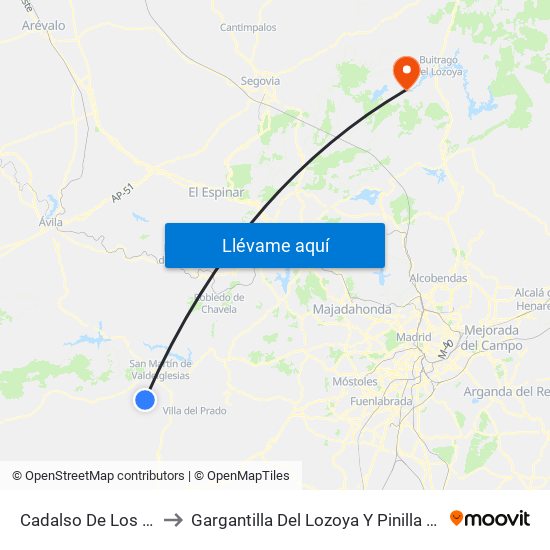 Cadalso De Los Vidrios to Gargantilla Del Lozoya Y Pinilla De Buitrago map
