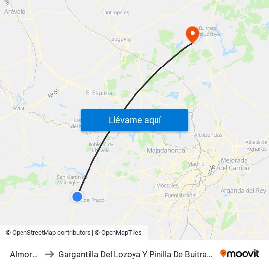 Almorox to Gargantilla Del Lozoya Y Pinilla De Buitrago map