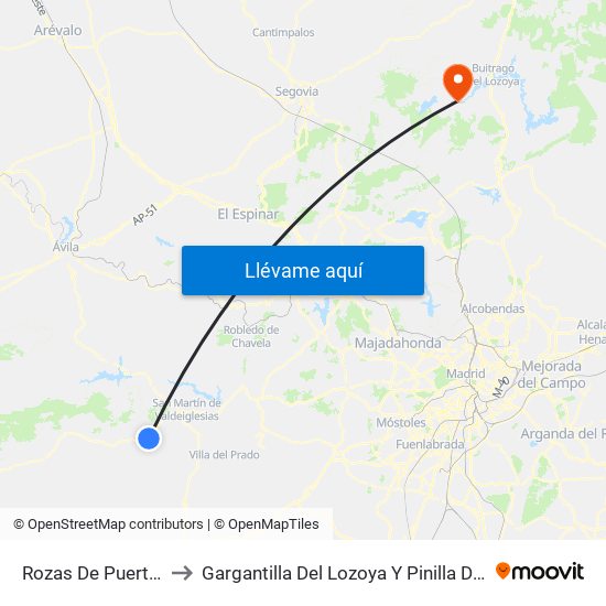 Rozas De Puerto Real to Gargantilla Del Lozoya Y Pinilla De Buitrago map