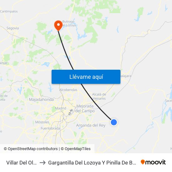 Villar Del Olmo to Gargantilla Del Lozoya Y Pinilla De Buitrago map