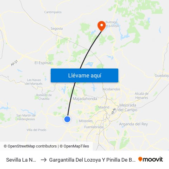 Sevilla La Nueva to Gargantilla Del Lozoya Y Pinilla De Buitrago map