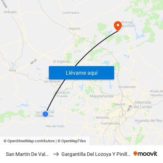 San Martín De Valdeiglesias to Gargantilla Del Lozoya Y Pinilla De Buitrago map