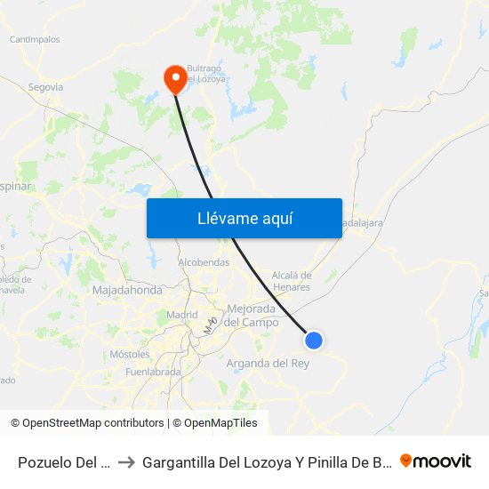 Pozuelo Del Rey to Gargantilla Del Lozoya Y Pinilla De Buitrago map