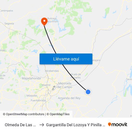 Olmeda De Las Fuentes to Gargantilla Del Lozoya Y Pinilla De Buitrago map