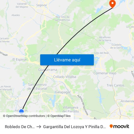 Robledo De Chavela to Gargantilla Del Lozoya Y Pinilla De Buitrago map
