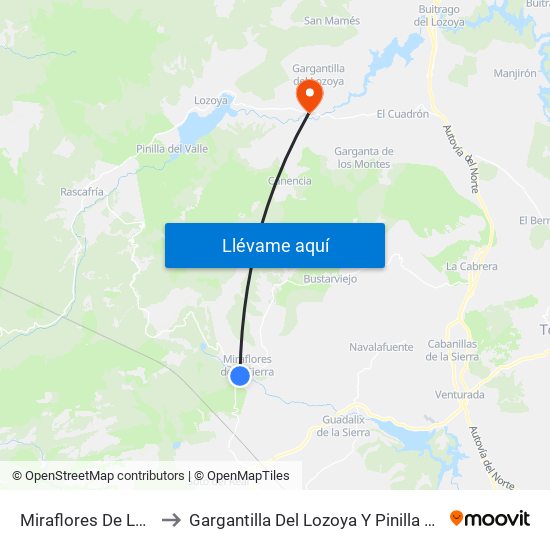 Miraflores De La Sierra to Gargantilla Del Lozoya Y Pinilla De Buitrago map