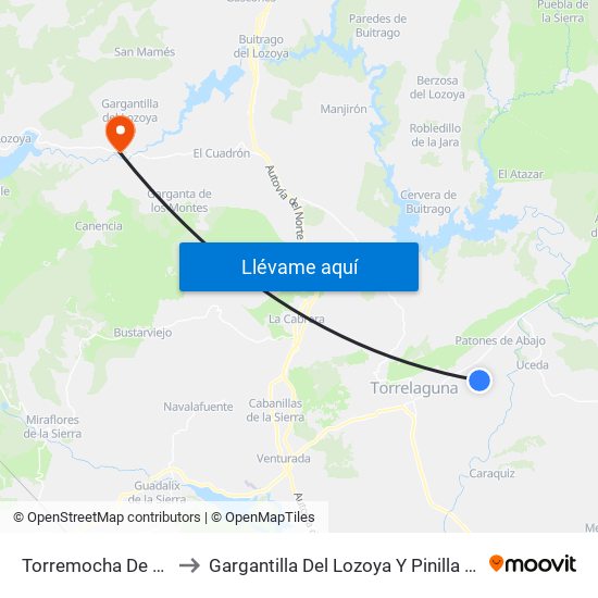 Torremocha De Jarama to Gargantilla Del Lozoya Y Pinilla De Buitrago map