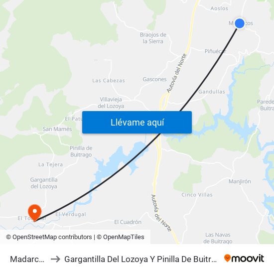 Madarcos to Gargantilla Del Lozoya Y Pinilla De Buitrago map