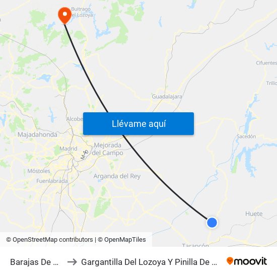 Barajas De Melo to Gargantilla Del Lozoya Y Pinilla De Buitrago map