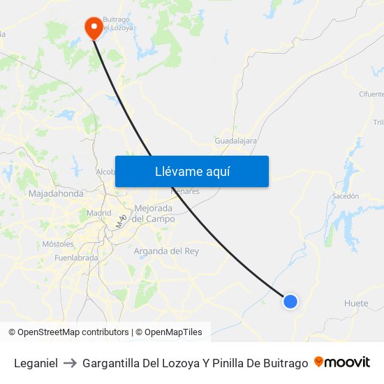 Leganiel to Gargantilla Del Lozoya Y Pinilla De Buitrago map