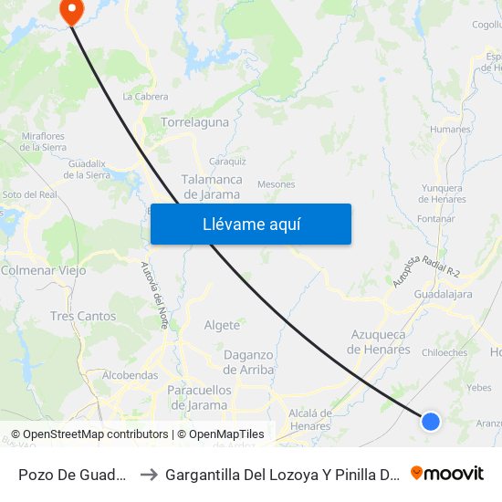 Pozo De Guadalajara to Gargantilla Del Lozoya Y Pinilla De Buitrago map