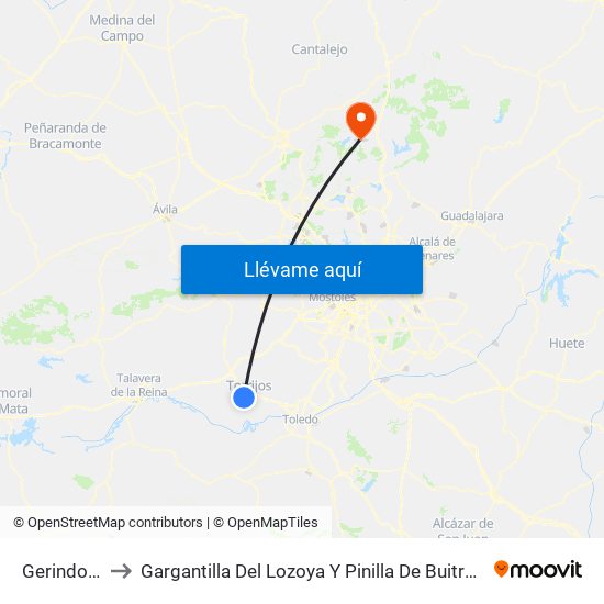Gerindote to Gargantilla Del Lozoya Y Pinilla De Buitrago map