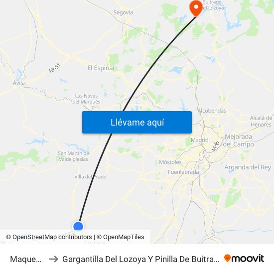 Maqueda to Gargantilla Del Lozoya Y Pinilla De Buitrago map