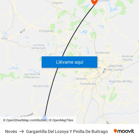 Novés to Gargantilla Del Lozoya Y Pinilla De Buitrago map
