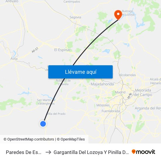 Paredes De Escalona to Gargantilla Del Lozoya Y Pinilla De Buitrago map