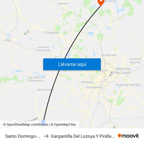 Santo Domingo-Caudilla to Gargantilla Del Lozoya Y Pinilla De Buitrago map