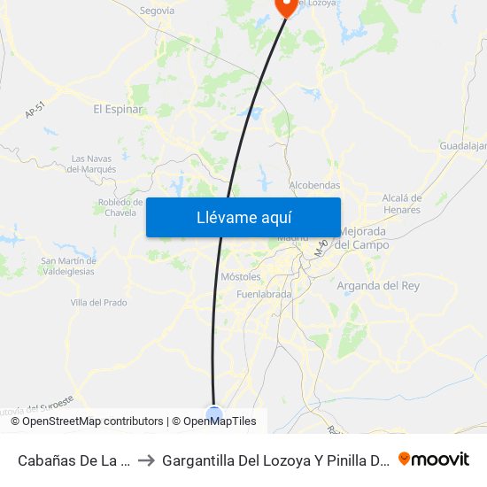 Cabañas De La Sagra to Gargantilla Del Lozoya Y Pinilla De Buitrago map