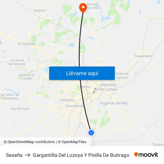 Seseña to Gargantilla Del Lozoya Y Pinilla De Buitrago map