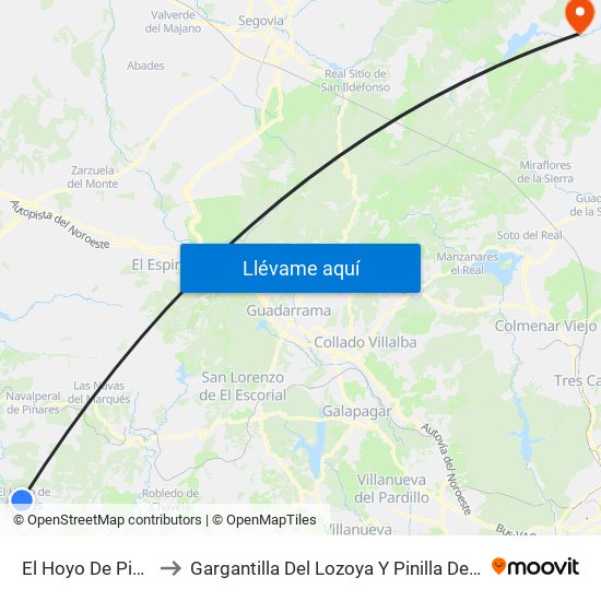 El Hoyo De Pinares to Gargantilla Del Lozoya Y Pinilla De Buitrago map