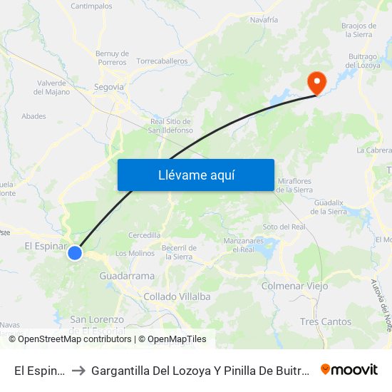 El Espinar to Gargantilla Del Lozoya Y Pinilla De Buitrago map