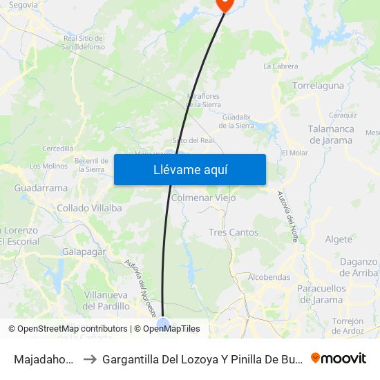 Majadahonda to Gargantilla Del Lozoya Y Pinilla De Buitrago map