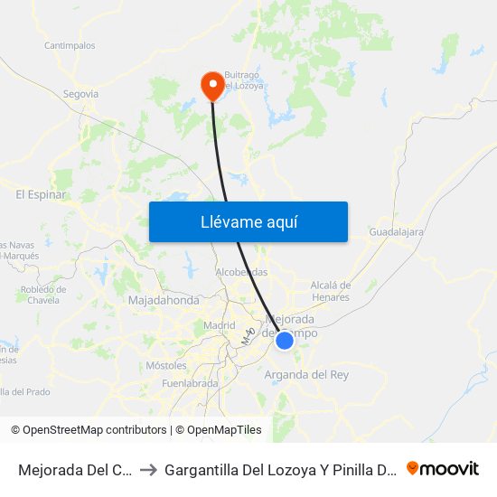 Mejorada Del Campo to Gargantilla Del Lozoya Y Pinilla De Buitrago map