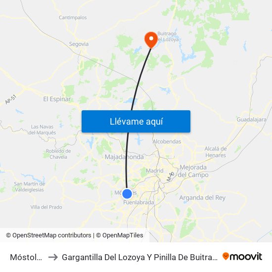 Móstoles to Gargantilla Del Lozoya Y Pinilla De Buitrago map