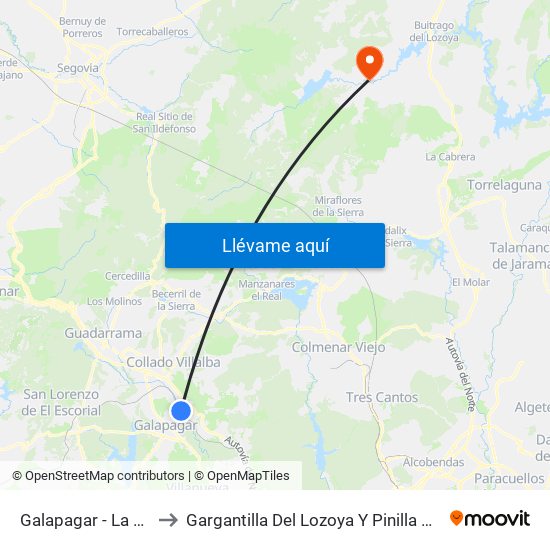 Galapagar - La Navata to Gargantilla Del Lozoya Y Pinilla De Buitrago map