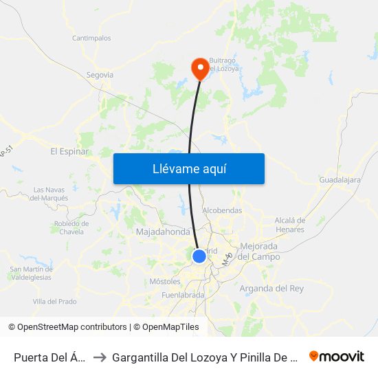 Puerta Del Ángel to Gargantilla Del Lozoya Y Pinilla De Buitrago map