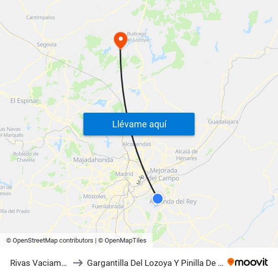 Rivas Vaciamadrid to Gargantilla Del Lozoya Y Pinilla De Buitrago map