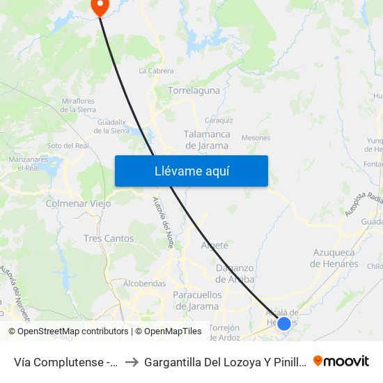 Vía Complutense - Brihuega to Gargantilla Del Lozoya Y Pinilla De Buitrago map