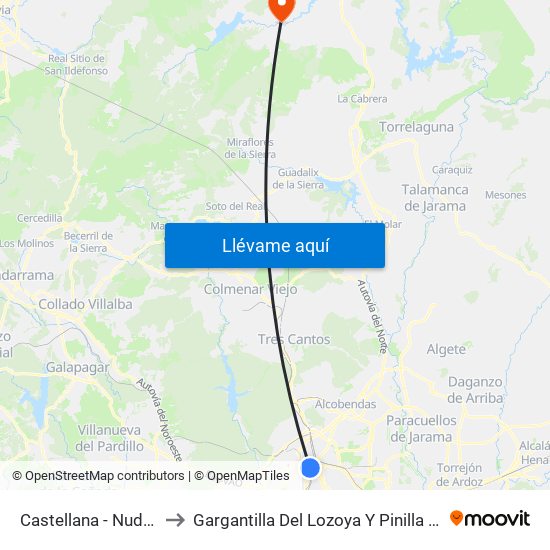 Castellana - Nudo Norte to Gargantilla Del Lozoya Y Pinilla De Buitrago map
