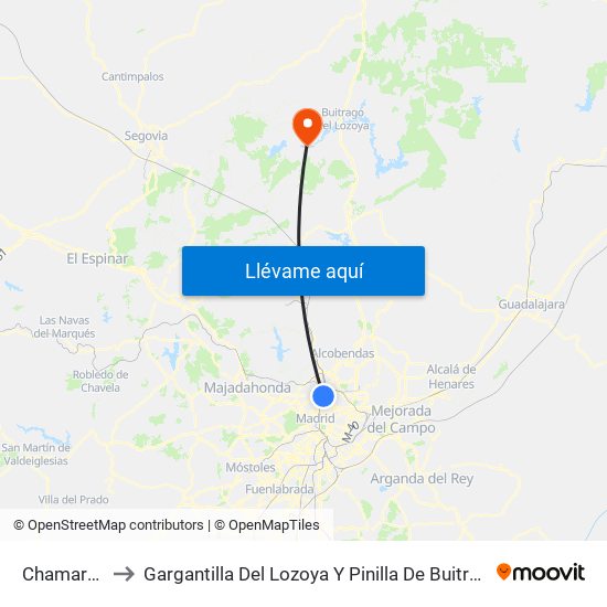 Chamartín to Gargantilla Del Lozoya Y Pinilla De Buitrago map