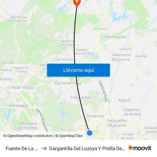 Fuente De La Mora to Gargantilla Del Lozoya Y Pinilla De Buitrago map