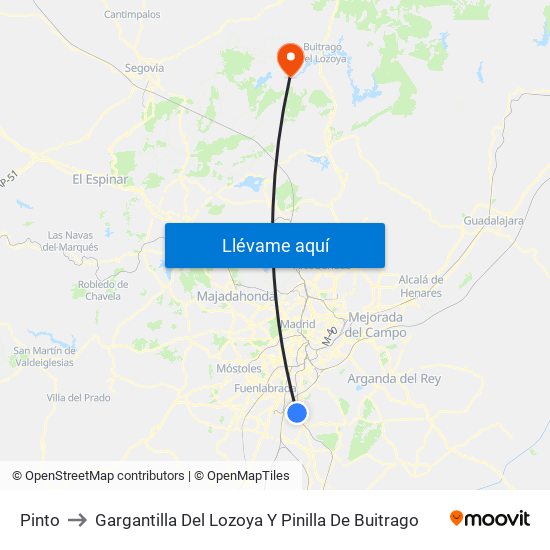 Pinto to Gargantilla Del Lozoya Y Pinilla De Buitrago map