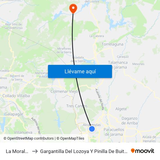 La Moraleja to Gargantilla Del Lozoya Y Pinilla De Buitrago map