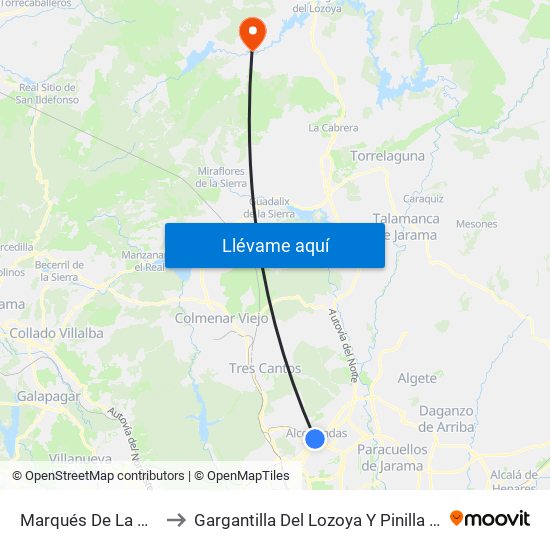Marqués De La Valdavia to Gargantilla Del Lozoya Y Pinilla De Buitrago map