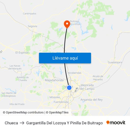 Chueca to Gargantilla Del Lozoya Y Pinilla De Buitrago map