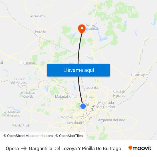 Ópera to Gargantilla Del Lozoya Y Pinilla De Buitrago map