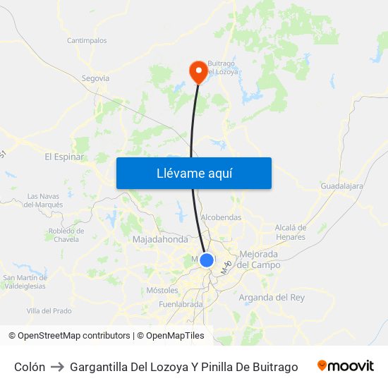 Colón to Gargantilla Del Lozoya Y Pinilla De Buitrago map