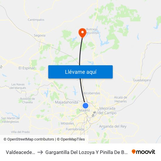Valdeacederas to Gargantilla Del Lozoya Y Pinilla De Buitrago map