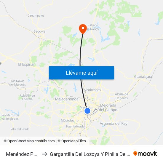 Menéndez Pelayo to Gargantilla Del Lozoya Y Pinilla De Buitrago map