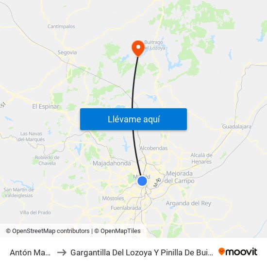 Antón Martín to Gargantilla Del Lozoya Y Pinilla De Buitrago map